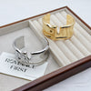 Women's Geometric Goldtone Plated Alloy Open Bangle Bracelet Wide Statement Jewelry Accessory