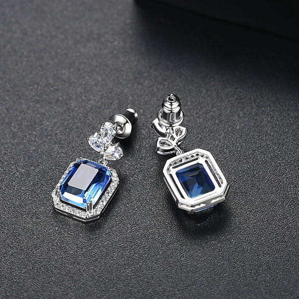 Women's Geometric Gradient Colorful Imitation Tourmaline Earrings Copper Fashion Jewelry Elegant Original Design