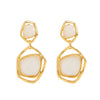 Women's Geometric Gradient Resin Gemstone Stud Earrings With Irregular Hollow Alloy Design Plated Finish And Stainless Steel Posts