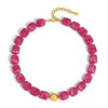 Women's Geometric Gradient Square Acrylic Beaded Necklace With Stainless Steel Pendant And Lobster Clasp Handmade Jewelry