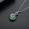 Women's Geometric Green Chalcedony Pendant Necklace With Zircon Details Electroplated Copper Retro Fashion Jewelry