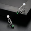 Women's Geometric Green Zircon And Pearl Clipon Earrings Electroplated Copper Fashion Jewelry