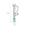 Women's Geometric Green Zircon And Pearl Clipon Earrings Electroplated Copper Fashion Jewelry