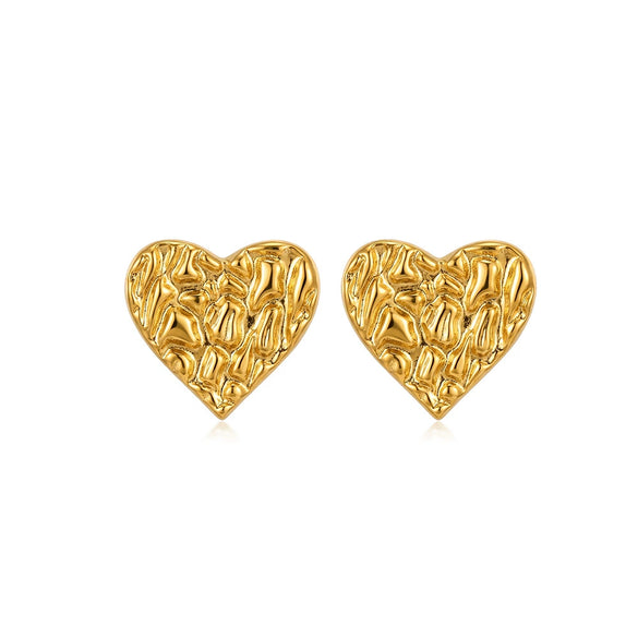 Women's Geometric Heart Pattern Stainless Steel Stud Earrings With 18K Vacuum Plated Finish
