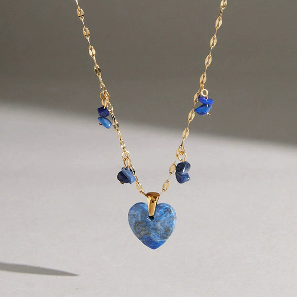 Women's Geometric Heart Pendant Necklace Stainless Steel Chain With Vacuum Pvd Gold Plating And Lobster Clasp