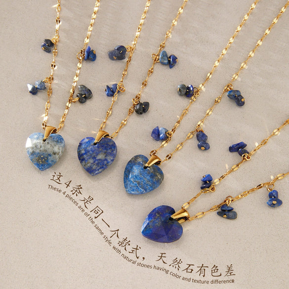 Women's Geometric Heart Pendant Necklace Stainless Steel Chain With Vacuum Pvd Gold Plating And Lobster Clasp