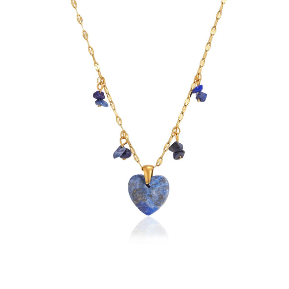 Women's Geometric Heart Pendant Necklace Stainless Steel Chain With Vacuum Pvd Gold Plating And Lobster Clasp