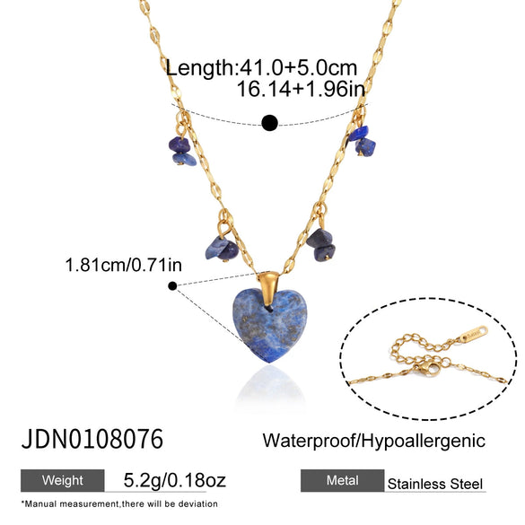 Women's Geometric Heart Pendant Necklace Stainless Steel Chain With Vacuum Pvd Gold Plating And Lobster Clasp