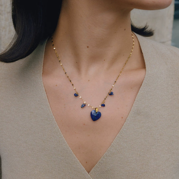 Women's Geometric Heart Pendant Necklace Stainless Steel Chain With Vacuum Pvd Gold Plating And Lobster Clasp