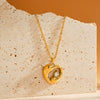 Women's Geometric Heart Pendant Necklace With Zircon Inlay Stainless Steel Regular Chain And 18K Gold Vacuum Plated Finish