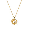 Women's Geometric Heart Pendant Necklace With Zircon Inlay Stainless Steel Regular Chain And 18K Gold Vacuum Plated Finish