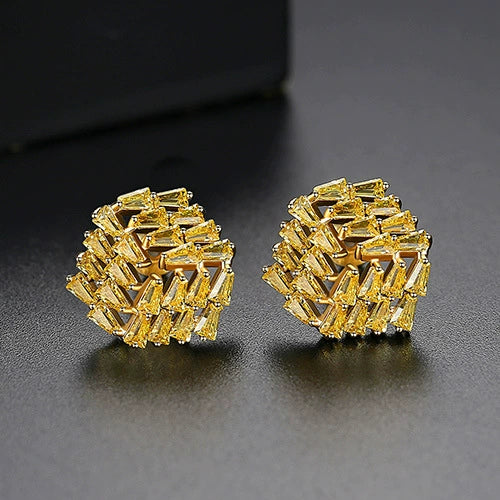 Women's Geometric Hexagonal Ladder Stud Earrings Electroplated Copper Minimalist Fashion Jewelry For Wholesale