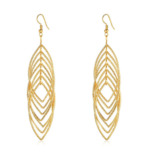 Women's Geometric Hollow Circle Metal Earrings Creative Exaggerated Statement Earrings With Natural Style