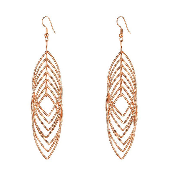 Women's Geometric Hollow Circle Metal Earrings Creative Exaggerated Statement Earrings With Natural Style
