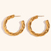 Women's Geometric Hollow Curved Stainless Steel Earrings With Goldplated Finish Fashion Statement Jewelry