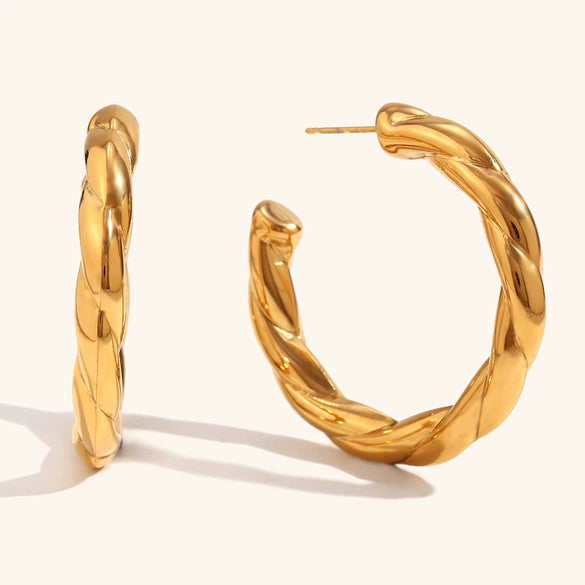 Women's Geometric Hollow Curved Stainless Steel Earrings With Goldplated Finish Fashion Statement Jewelry