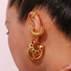 Women's Geometric Hollow Earrings In Stainless Steel With A Glossy Electroplated Finish Streamlined Statement Fashion Jewelry