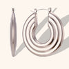 Women's Geometric Hollow Hoop Earrings Stainless Steel Gold Plated Layered Statement Jewelry
