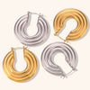 Women's Geometric Hollow Hoop Earrings Stainless Steel Gold Plated Layered Statement Jewelry