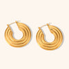 Women's Geometric Hollow Hoop Earrings Stainless Steel Gold Plated Layered Statement Jewelry