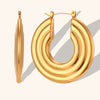 Women's Geometric Hollow Hoop Earrings Stainless Steel Gold Plated Layered Statement Jewelry