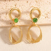 Women's Geometric Hollow Out Multi Layer Oval Earrings With Zircon Inlay Electroplated Alloy Design And Stainless Steel Posts