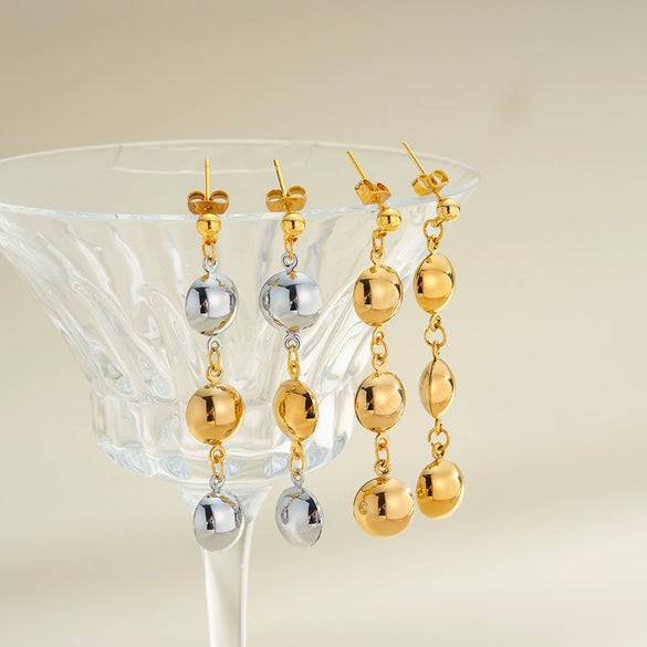 Women's Geometric Hollow Round Stainless Steel Earrings With 18K Gold Vacuum Plated Color Block Finish