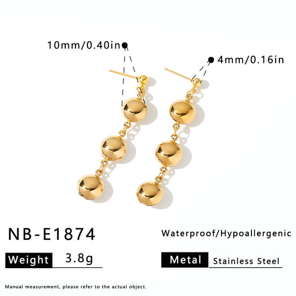 Women's Geometric Hollow Round Stainless Steel Earrings With 18K Gold Vacuum Plated Color Block Finish