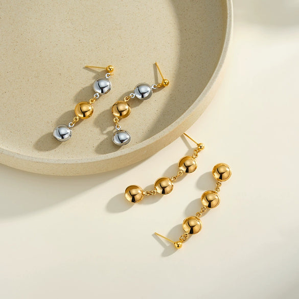 Women's Geometric Hollow Round Stainless Steel Earrings With 18K Gold Vacuum Plated Color Block Finish