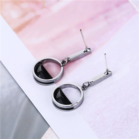 Women's Geometric Hollow Semicircular Zircon Earrings Made Of Environmental Protection Copper