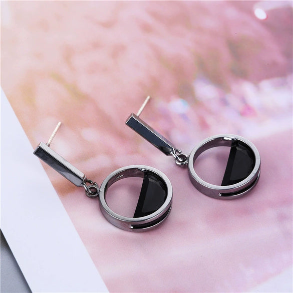 Women's Geometric Hollow Semicircular Zircon Earrings Made Of Environmental Protection Copper