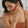 Women's Geometric Hollow Stainless Steel Bracelet With Rhinestone Accents And 18K Gold Vacuum Plated Simple Fashion Style
