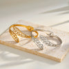 Women's Geometric Hollow Stainless Steel Bracelet With Rhinestone Accents And 18K Gold Vacuum Plated Simple Fashion Style