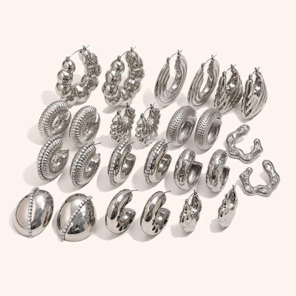 Women's Geometric Hollow Statement Earrings In Stainless Steel Exaggerated Versatile Fashion Jewelry
