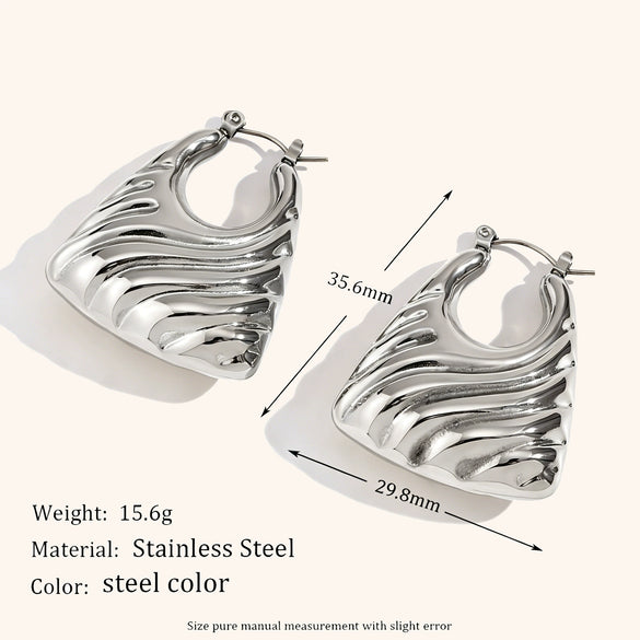 Women's Geometric Hollow Statement Earrings In Stainless Steel Exaggerated Versatile Fashion Jewelry