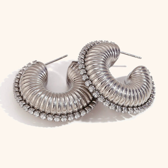 Women's Geometric Hollow Statement Earrings In Stainless Steel Exaggerated Versatile Fashion Jewelry