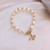 Women's Geometric Imitation Pearl Bracelet With Zircon Accents Electroplated Niche Light Luxury Jewelry