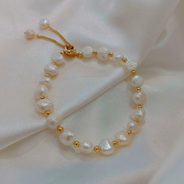 Women's Geometric Imitation Pearl Bracelet With Zircon Accents Electroplated Niche Light Luxury Jewelry