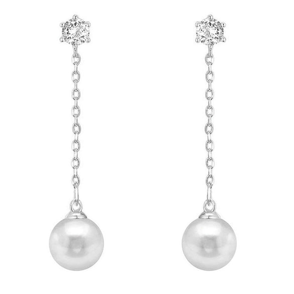 Women's Geometric Imitation Pearl Earrings Copper Jewelry Ladylike Elegant Style