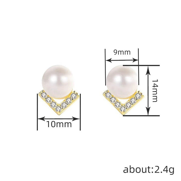 Women's Geometric Imitation Pearl Earrings Copper Jewelry Simple Style