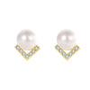 Women's Geometric Imitation Pearl Earrings Copper Jewelry Simple Style