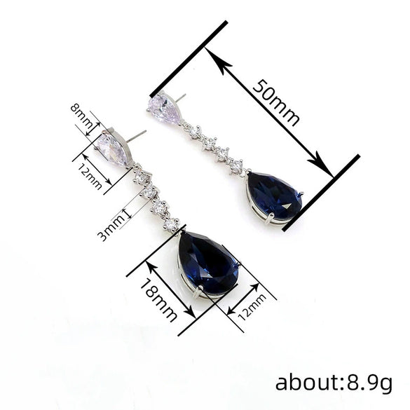 Women's Geometric Inlay Zircon Copper Earrings Light Luxury Style