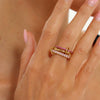 Women's Geometric Interlocking Ring In Gold Tone Stainless Steel With Zircon Accents Round Setting And Plated Finish