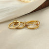 Women's Geometric Interlocking Ring With Zircon Accents Gold Plated Stainless Steel Round Band Jewelry