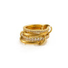 Women's Geometric Interlocking Ring With Zircon Accents Gold Plated Stainless Steel Round Band Jewelry