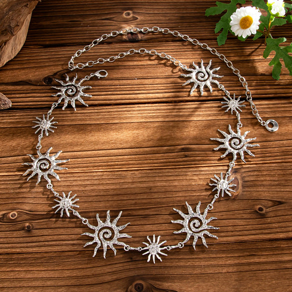 Women's Geometric Iron Sunflower Waist Chain With Hollow Spiral Design And Lobster Clasp