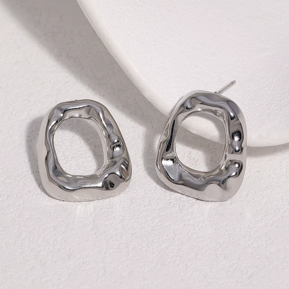 Women's Geometric Irregular Hollow Earrings Stainless Steel Goldplated Minimalist Modern Jewelry