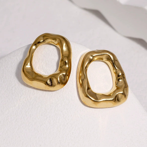 Women's Geometric Irregular Hollow Earrings Stainless Steel Goldplated Minimalist Modern Jewelry