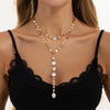 Women's Geometric Irregular Imitation Pearl Tassel Necklace With Plated Copper Chain And Stackable Layered Design