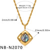 Women's Geometric Irregular Pendant Stainless Steel Necklace With Shell Inlay And Electroplated Finish